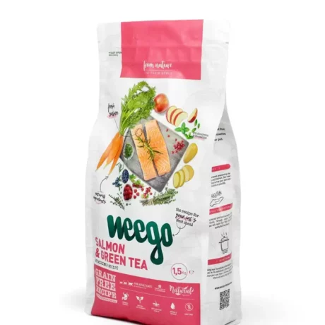 Weego - Crocchette per gatti sterilizzati con Salmone e tè verde, 1,5kg
