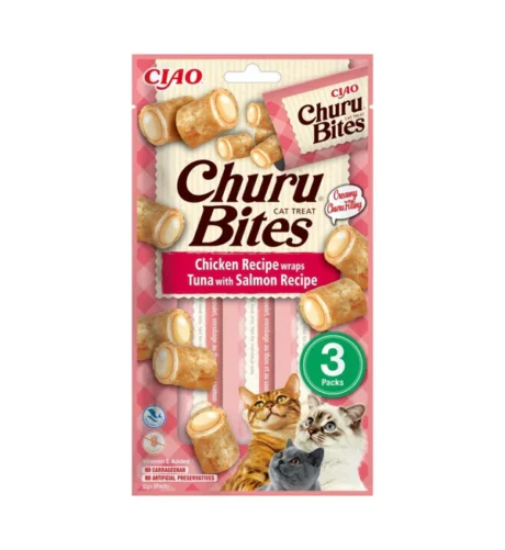 CIAO Churu Bites - Involtini di Pollo con Tonno e Salmone, 3x10g