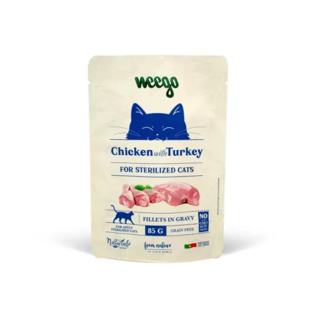 Weego - Tacchino per gatti sterilizzati, bustina da 85g