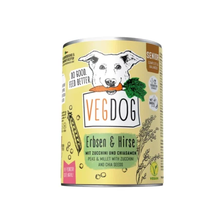 VEGDOG - Piselli e miglio per anziani, lattina da 400g