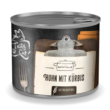 TastyCat Terrina - Pollo con Zucca, lattina da 180g