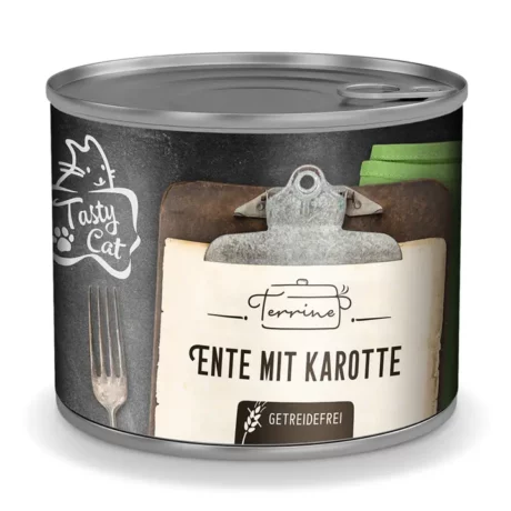 TastyCat Terrina - Anatra con Carota, lattina da 180g